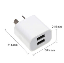 Load image into Gallery viewer, dual usb 5v 2a travel power adapter wall charger au/nz plug white | marketzone christchurch
